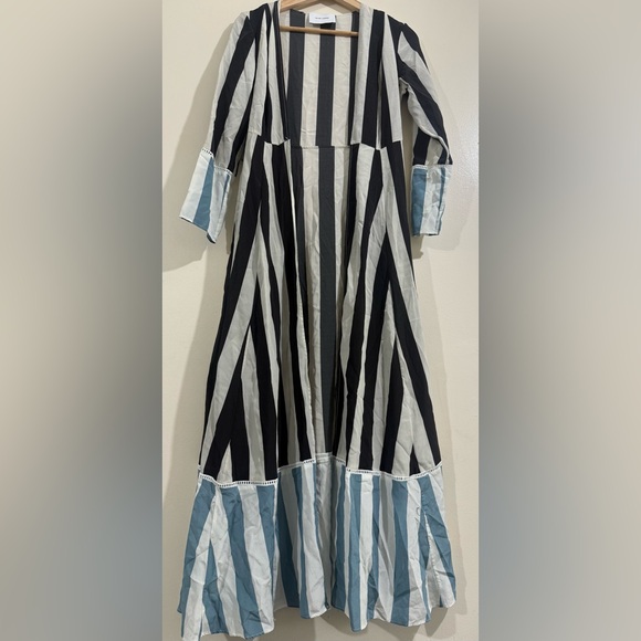 we are LEONE Dresses & Skirts - we are LEONE Striped Black, White & Light Blue Maxi Dress